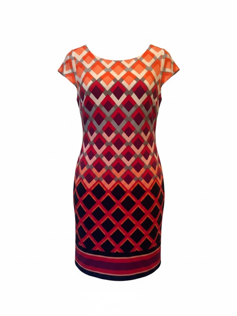 Eliza J Vibrant Multicolor Geometric Sheath Dress Size 14 Statement Print